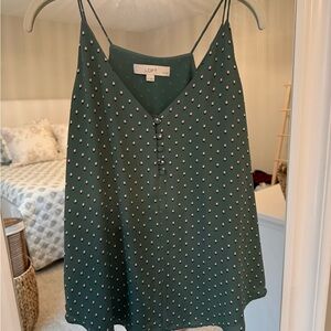 LOFT Green Floral Chiffon Spaghetti Strap Camisole